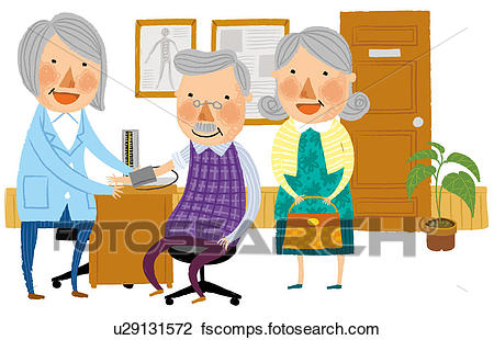 450x310 Clip Art Of Doctor Checking Blood Pressure Of Elderly Man