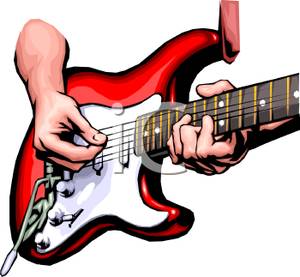 300x277 Playing An Electric Guitar Clip Art Image