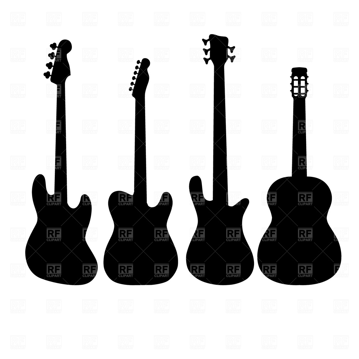 1200x1200 Old Electric Guitar On White Background Royalty Free Vector Clip