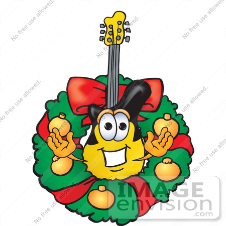 450x450 Clip Art Graphic Of A Yellow Electric Guitar Cartoon Character