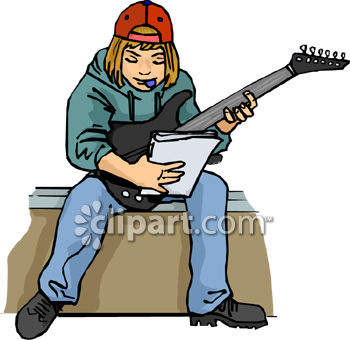 350x340 Teenage Boy Playing Electric Guitar