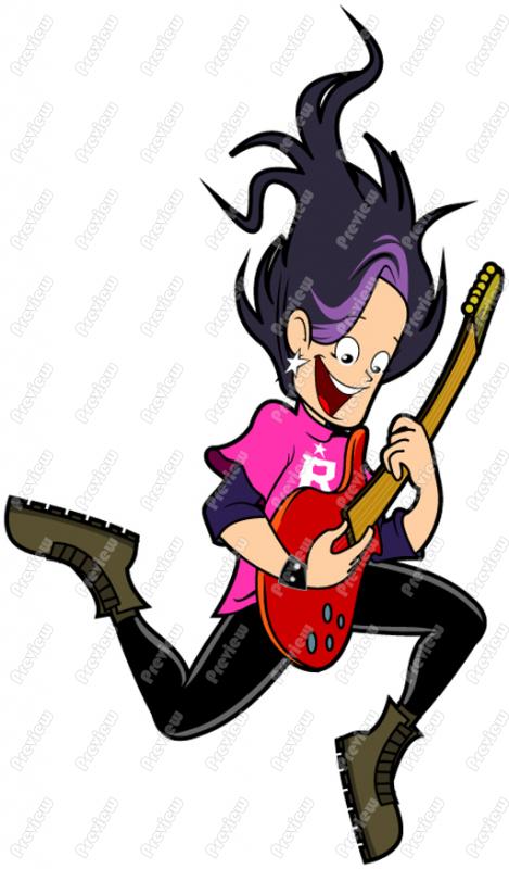 469x800 Woman Playing Electric Guitar Character Clip Art