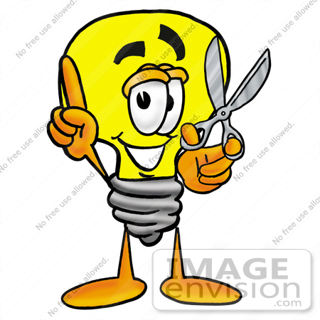 450x450 Clip Art Graphic Of A Yellow Electric Lightbulb Cartoon Character