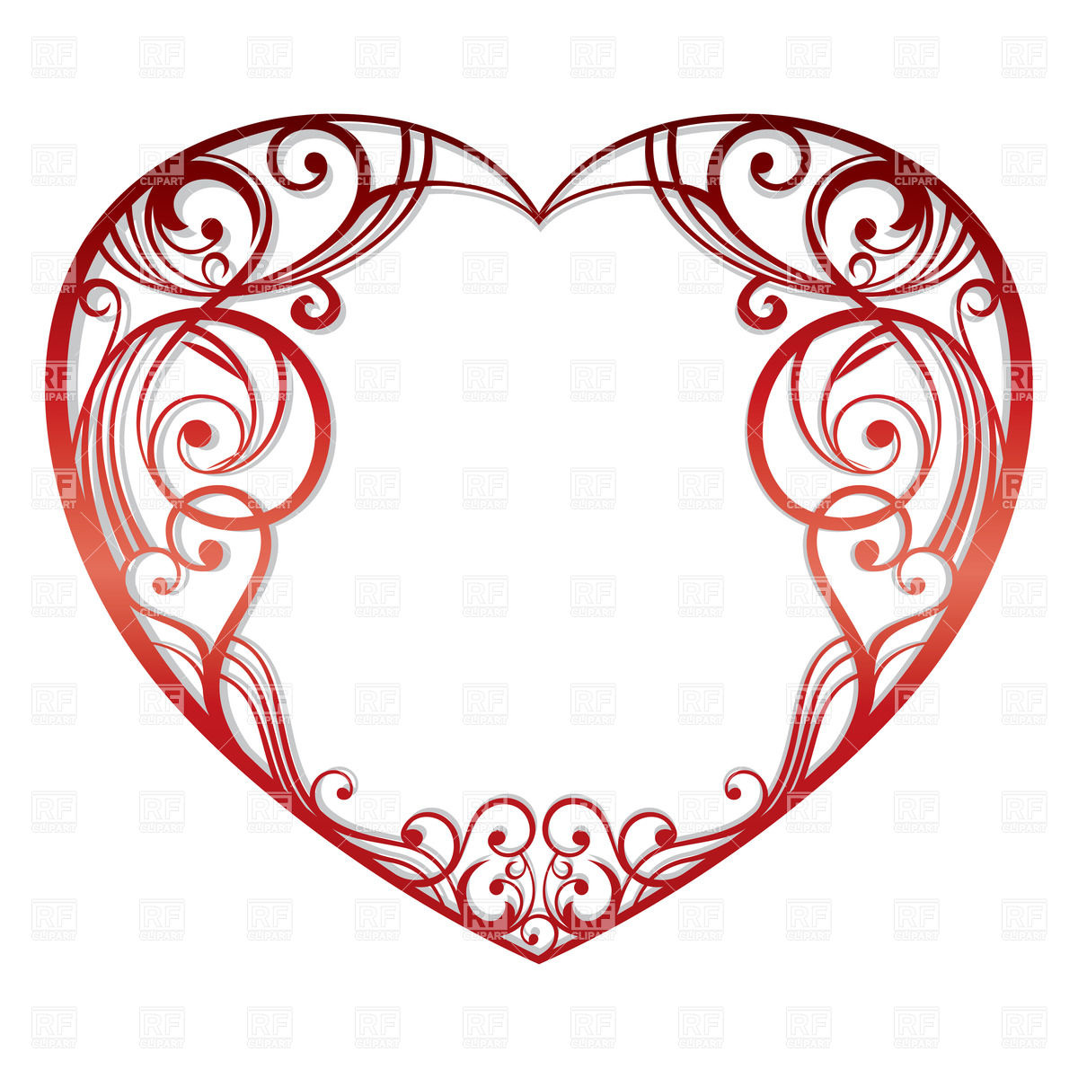 1200x1200 Ornate Heart Silhouette Royalty Free Vector Clip Art Image