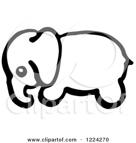 450x470 Clipart Of A Black And White Baby Elephant In Profile