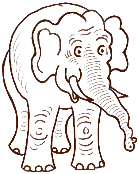450x568 Drawn Elephant Easy Draw