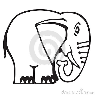 400x400 Cartoon Elephant Logo Black And White Outline Vector Cartoon