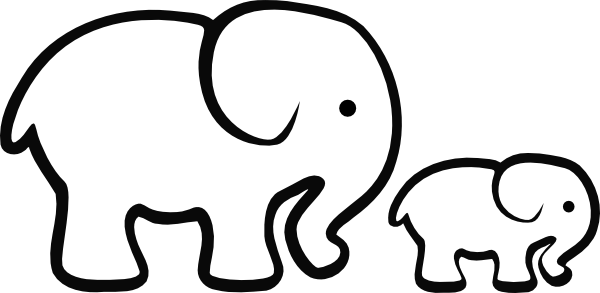 600x293 Elephant Outline Cliparts