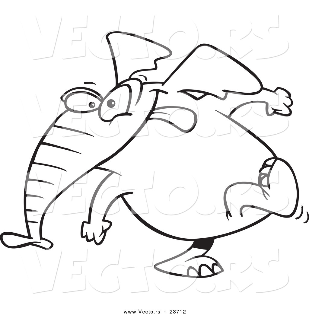 1024x1044 Vector Of A Cartoon Elephant Exiting Stage Left