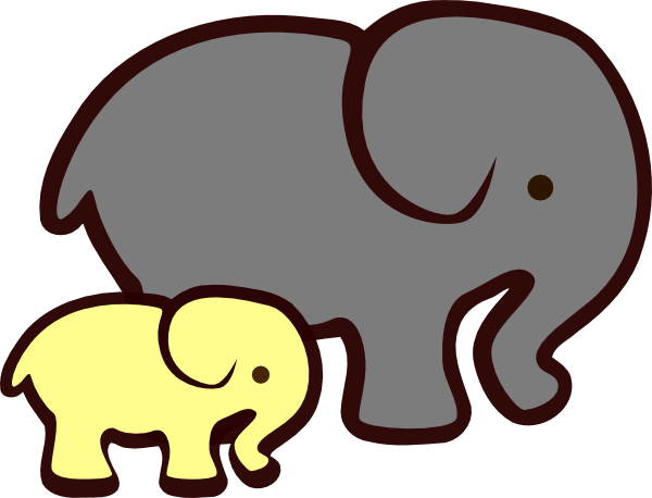600x458 Yellow Elephant Mom Amp Baby Clip Art