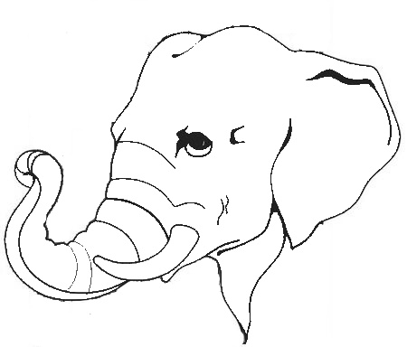 450x384 Outline Of Elephant Face