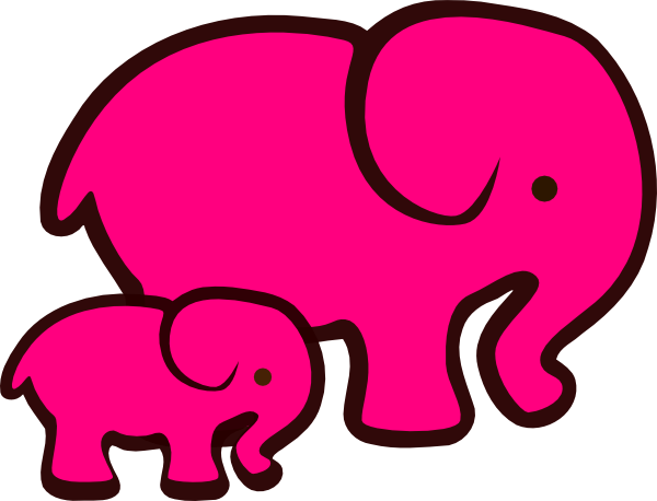 600x458 Mommy And Baby Elephant Clipart