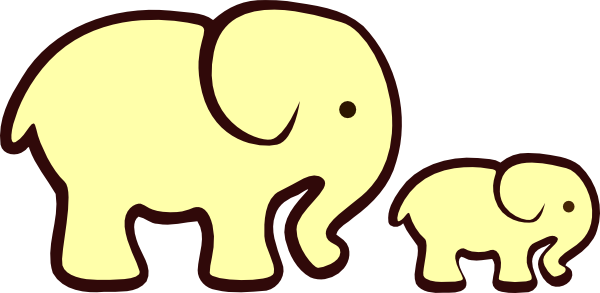 600x293 Mommy And Baby Elephant Clipart
