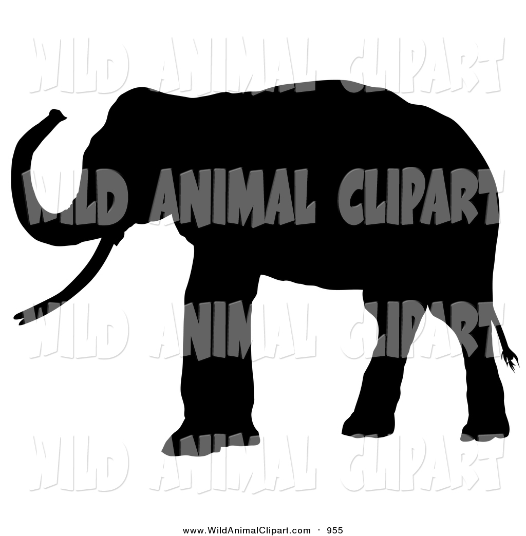 1024x1044 Clip Art Of A Black Silhouetted Adult Elephant Facing Left By Dero