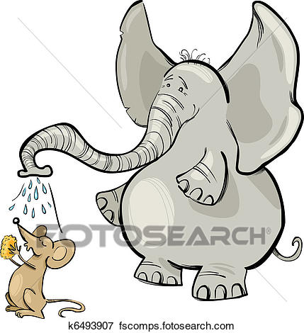 429x470 Clip Art Of Mouse And Elephant K6493907