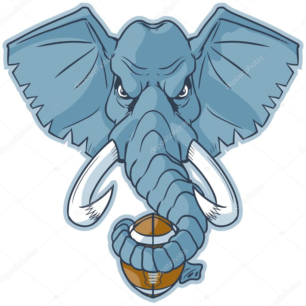 1024x1024 Elephant Mascot Head Holding Football Vector Cartoon Clip Art