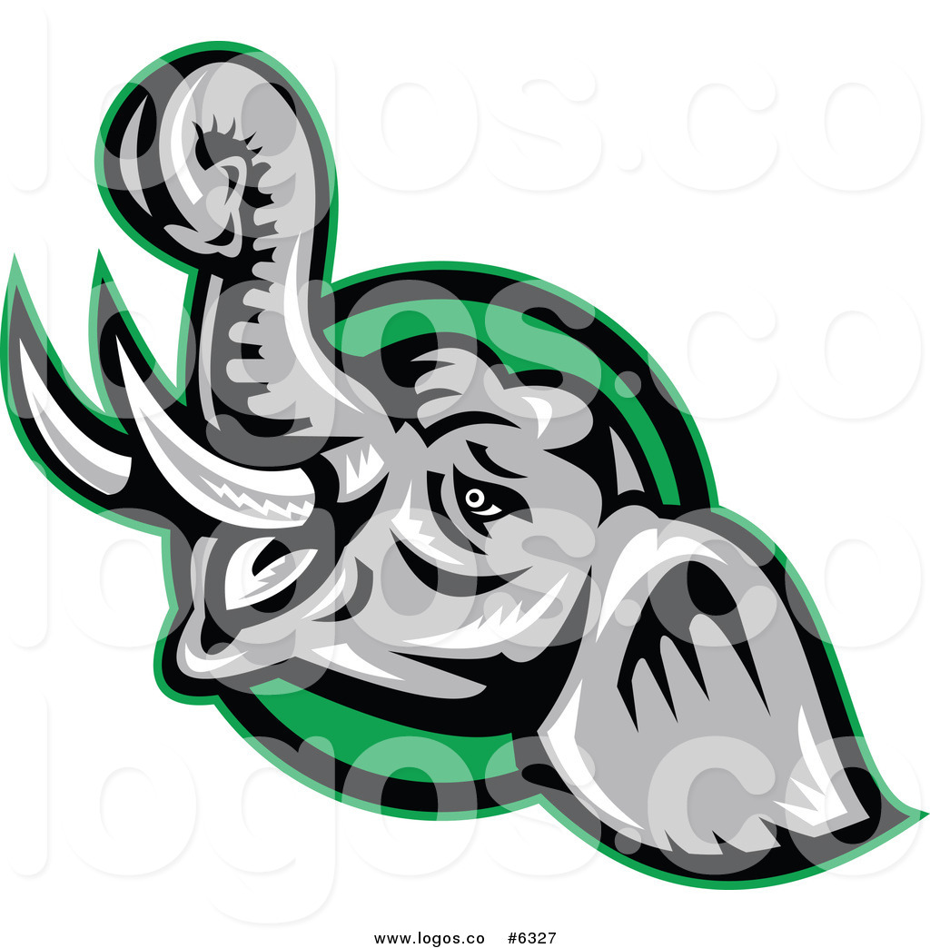 1024x1044 Royalty Free Clip Art Vector Logo Of An Elephant Over A Green