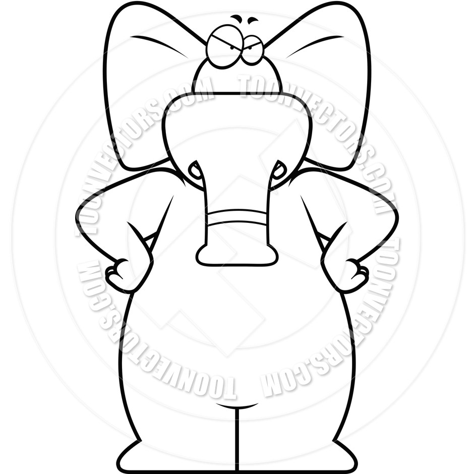 940x940 Angry Elephant (Black And White Line Art) By Cory Thoman Toon