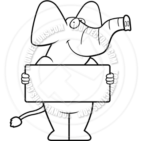 460x460 Elephant Sign (Black And White Line Art) By Cory Thoman Toon