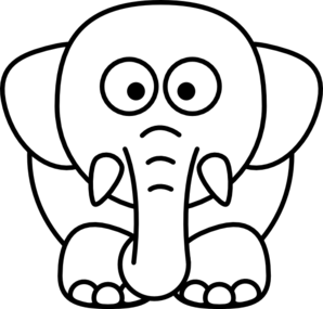 298x285 Cartoon Elephant Bw Png, Svg Clip Art For Web