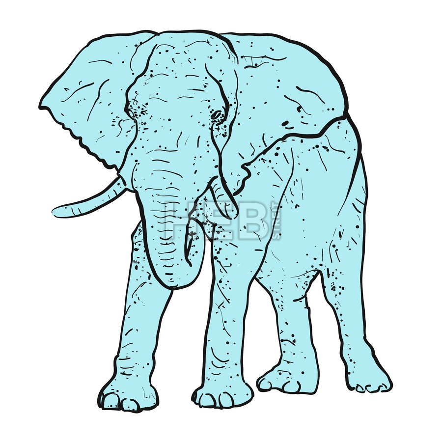 Нарисовать голубой краска слона
