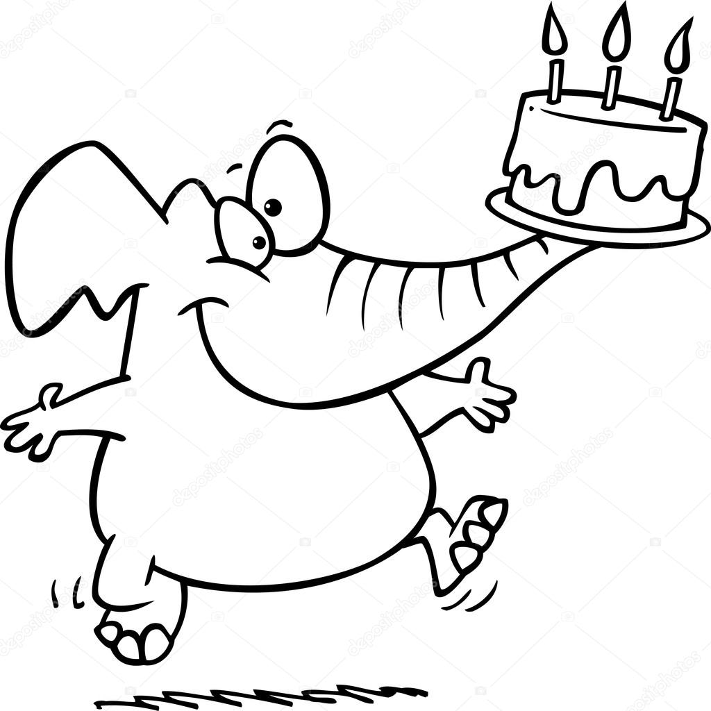 1024x1024 Cartoon Elephant Birthday Stock Vector Ronleishman