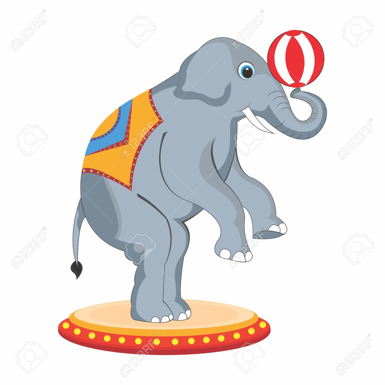 1299x1300 Vector Adorable Cartoon Circus Elephant Back Legs Standing