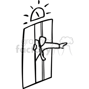 300x300 Royalty Free Black And White Man Getting Out Of An Elevator 159443