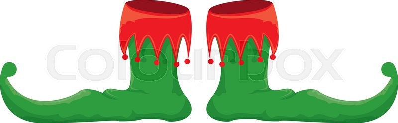 800x248 Cartoon Christmas Elf Shoes. Leprechaun Boots. Vector Illustration