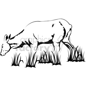 300x300 Royalty Free Black And White Elk Cow 394994 Vector Clip Art Image