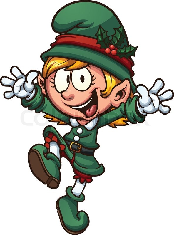 592x800 Christmas Elves. Vector Clip Art Illustration With Simple