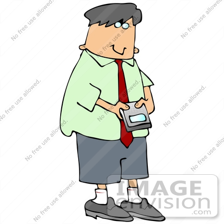 450x450 Clip Art Graphic Of A Man Checking His Email Or Texting On A Smart