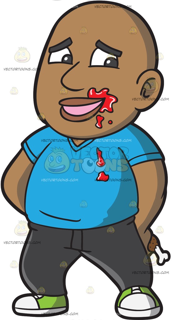 555x1024 An Embarrassed Black Man Hiding A Piece Of Chicken Behind His Back