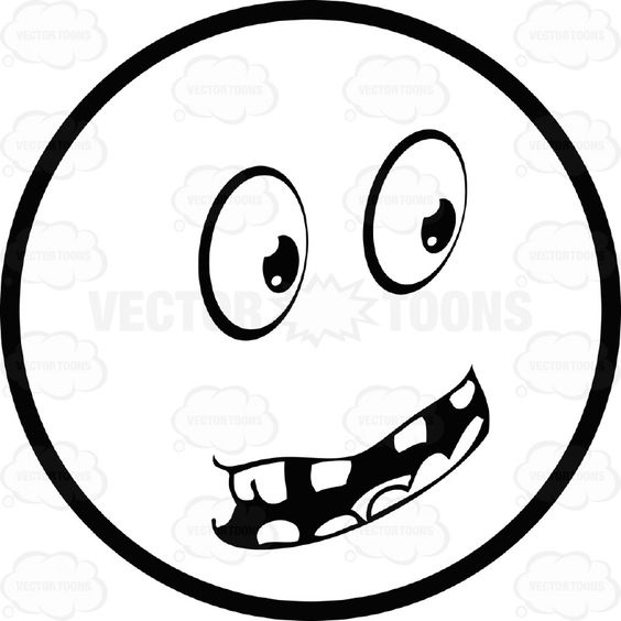 564x564 Large Eyed Black And White Smiley Face Emoticon Serious,