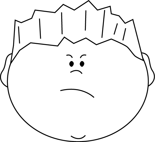 531x486 Black And White Angry Face Boy Clip Art