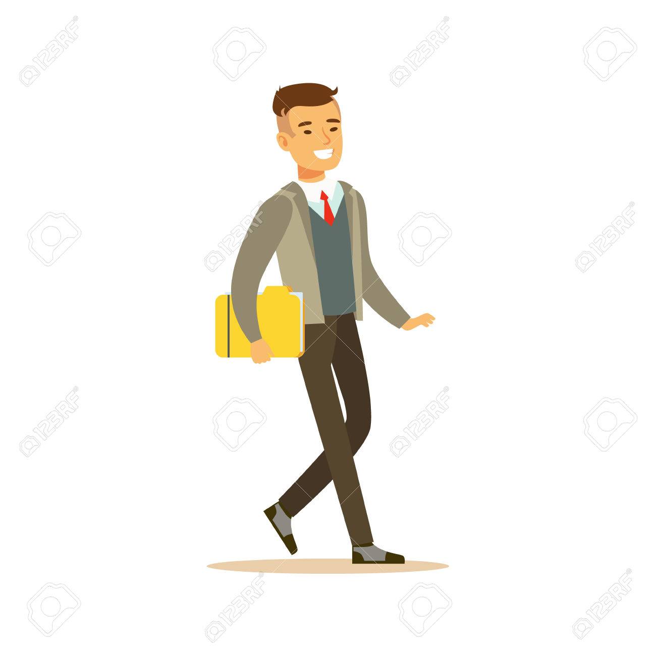 1300x1300 Businessman Walking Fith Folder, Business Office Employee