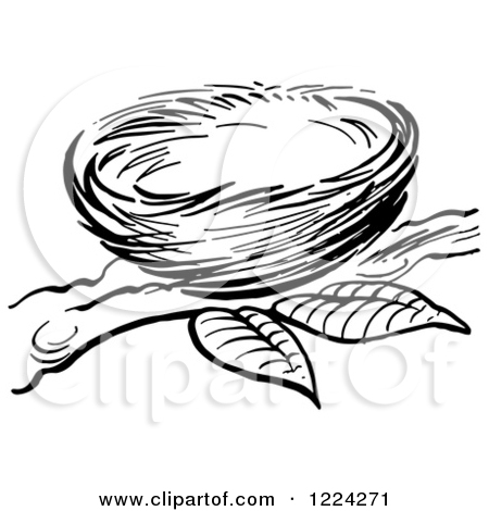 450x470 Bird Nest Black And White Clipart