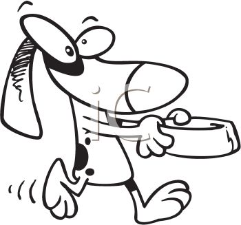 350x327 Hungry Dog Carrying His Empty Food Bowl To His Master