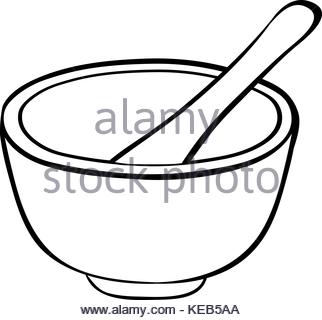 322x320 Cartoon Of Empty Bowl With Spoon On Isolated Background Stock