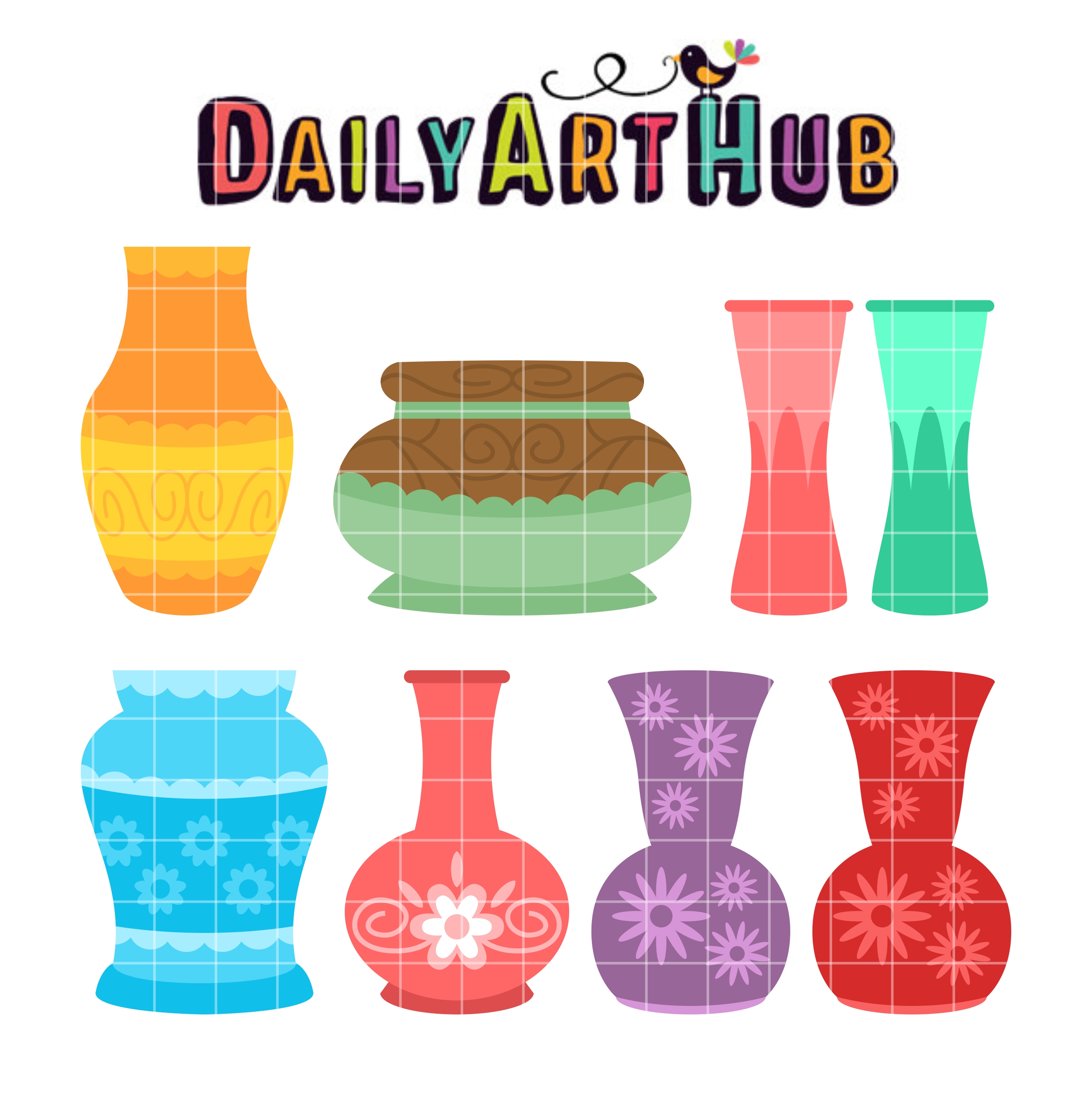 2664x2670 Empty Flower Vases Clip Art Set Daily Art Hub
