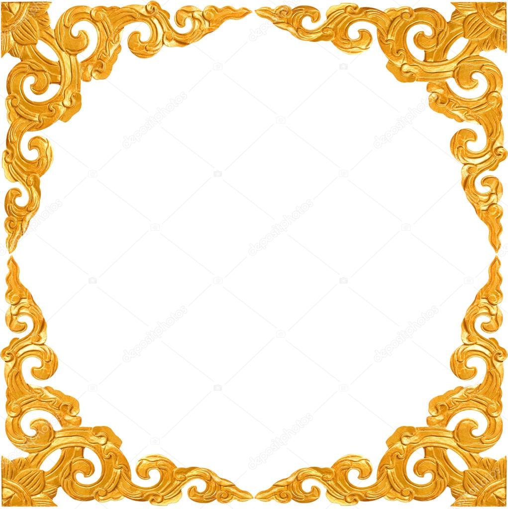 1021x1023 Empty Golden Vintage Frame Isolated On White Background Stock