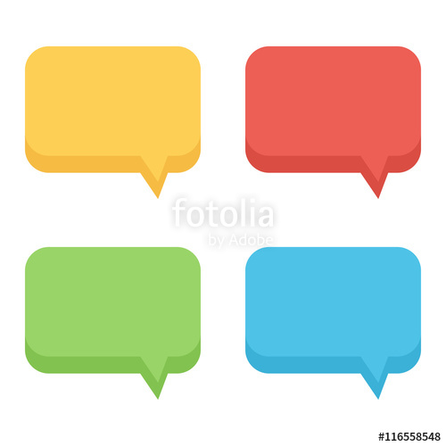500x500 Colorful Flat Design Empty Speech Bubbles Set, Collection Isolated