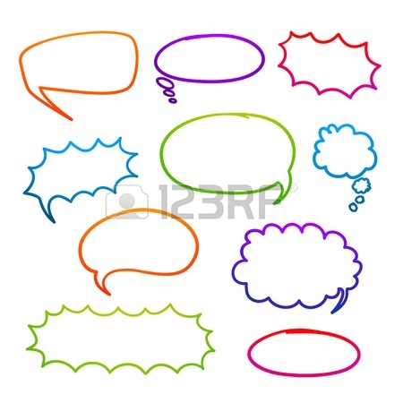 450x450 Blank Text Comic Colored Speech Bubbles In Pop Art Style. Elements