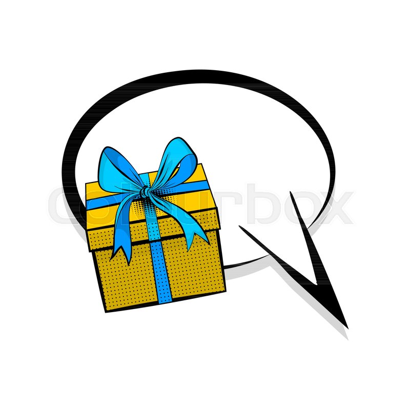 800x800 Gift Box Birthday Picture Blank Template Pop Art Style Comic Text