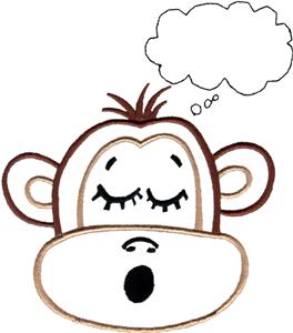 264x300 Sleeping Monkey With Empty Thought Or Dream Bubble Embroidery