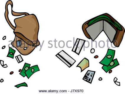 424x320 Drawing Of A Purse And Wallet With Loose Credit Cards And Cash