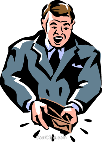 345x480 Man With An Empty Wallet Royalty Free Vector Clip Art Illustration