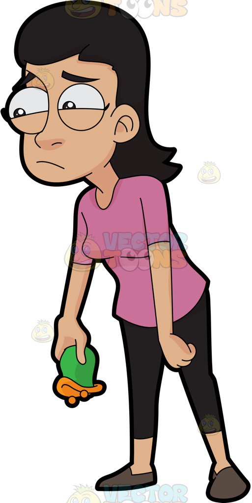 513x1024 A Sad Woman With An Empty Coin Purse Cartoon Clipart