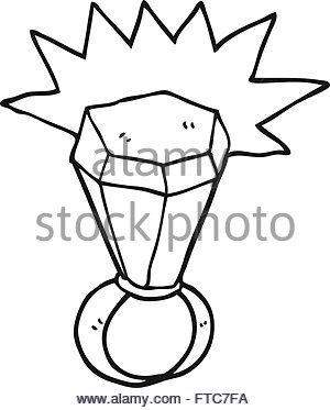 300x373 Freehand Drawn Retro Cartoon Diamond Engagement Ring Stock Vector
