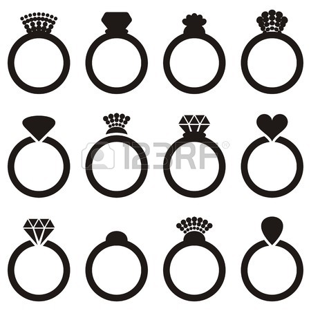 450x450 Black Vector Engagement Or Wedding Ring Icons Isolated Royalty